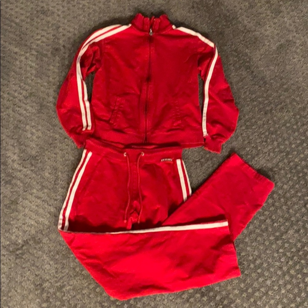 Red track suit